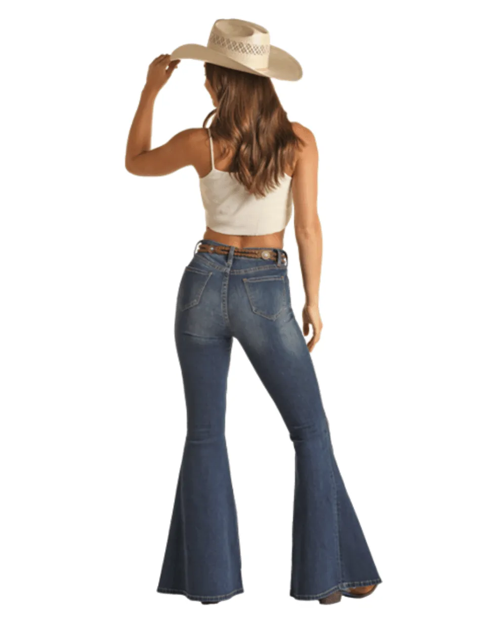 Rock & Roll Cowgirl High Rise Extra Stretch Bell Bottom Jeans RRWD7HR0SR