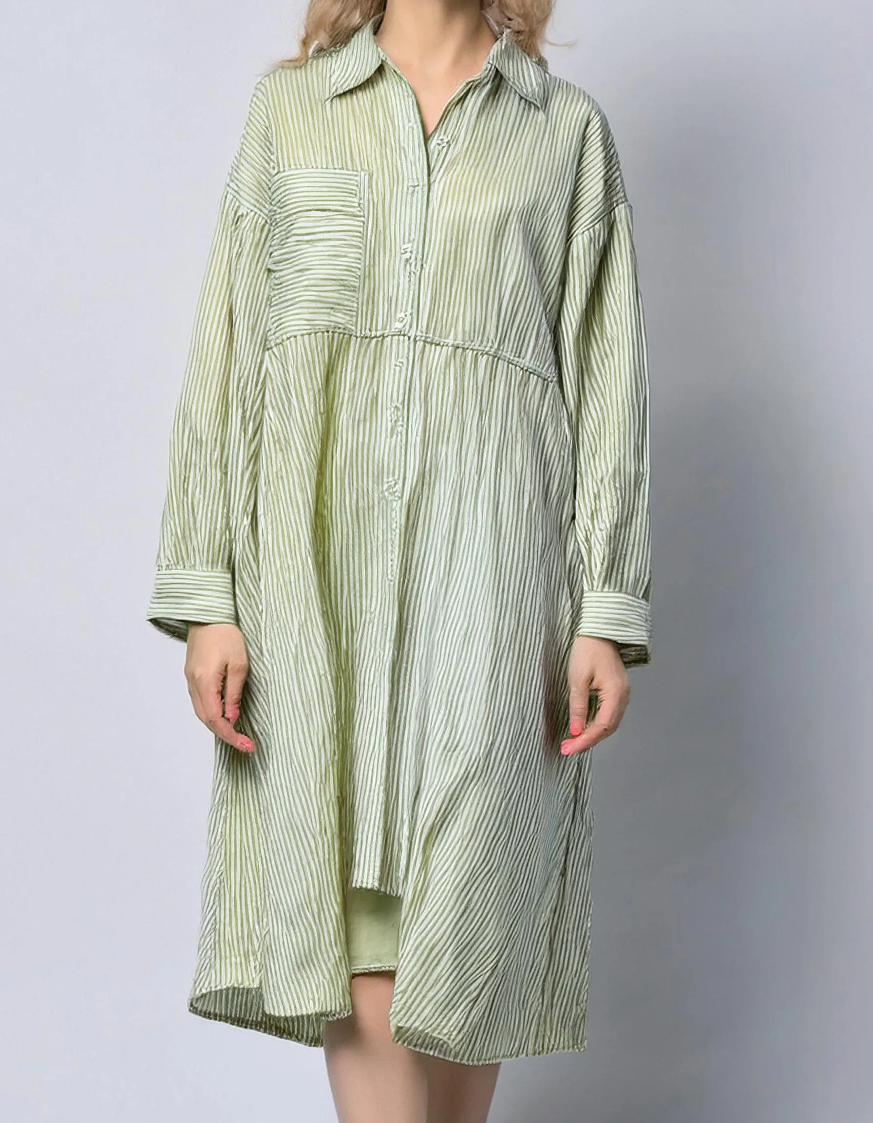 Sage Green Midi Shirt Dress