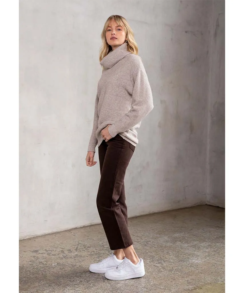 Seasons Slouchy Ribbed Turtleneck Heather Stone