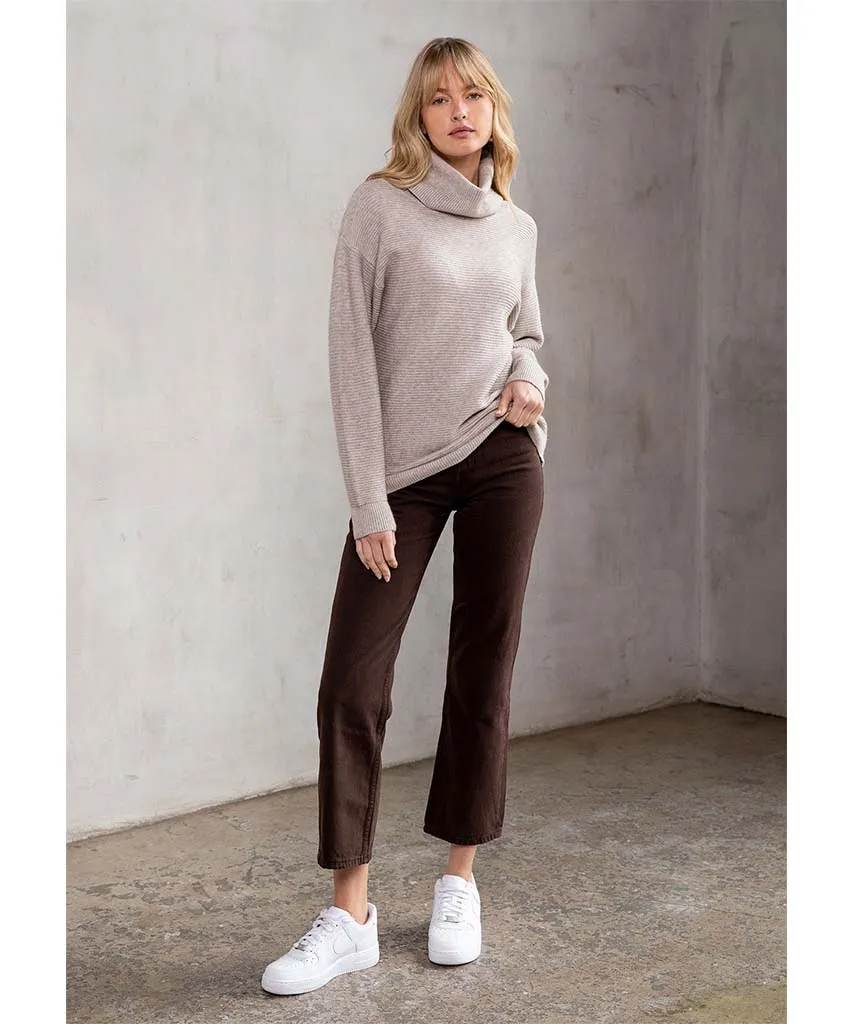 Seasons Slouchy Ribbed Turtleneck Heather Stone