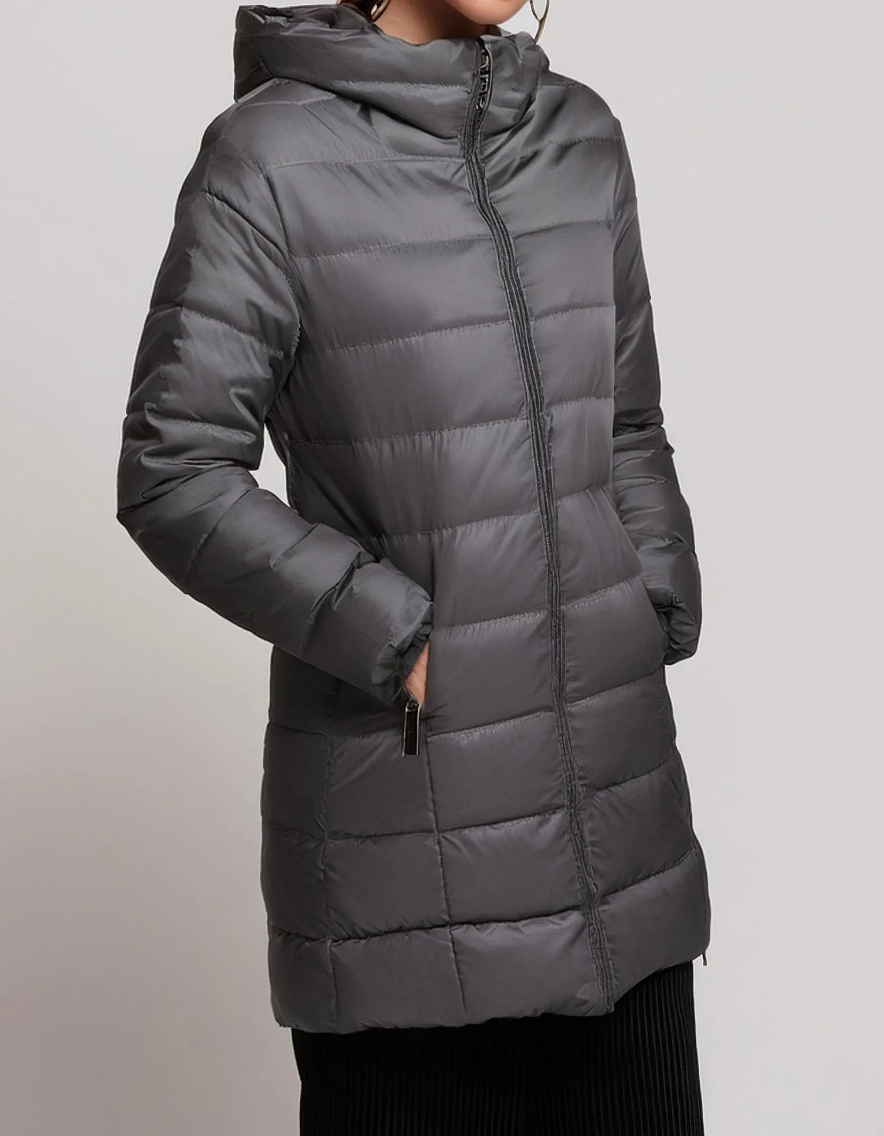 Silver Gray Stand-Collar Puffer Jacket