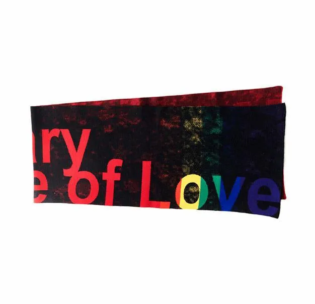 Slade Collection- Rainbow Colour Slogan Jacquard Long Scarf