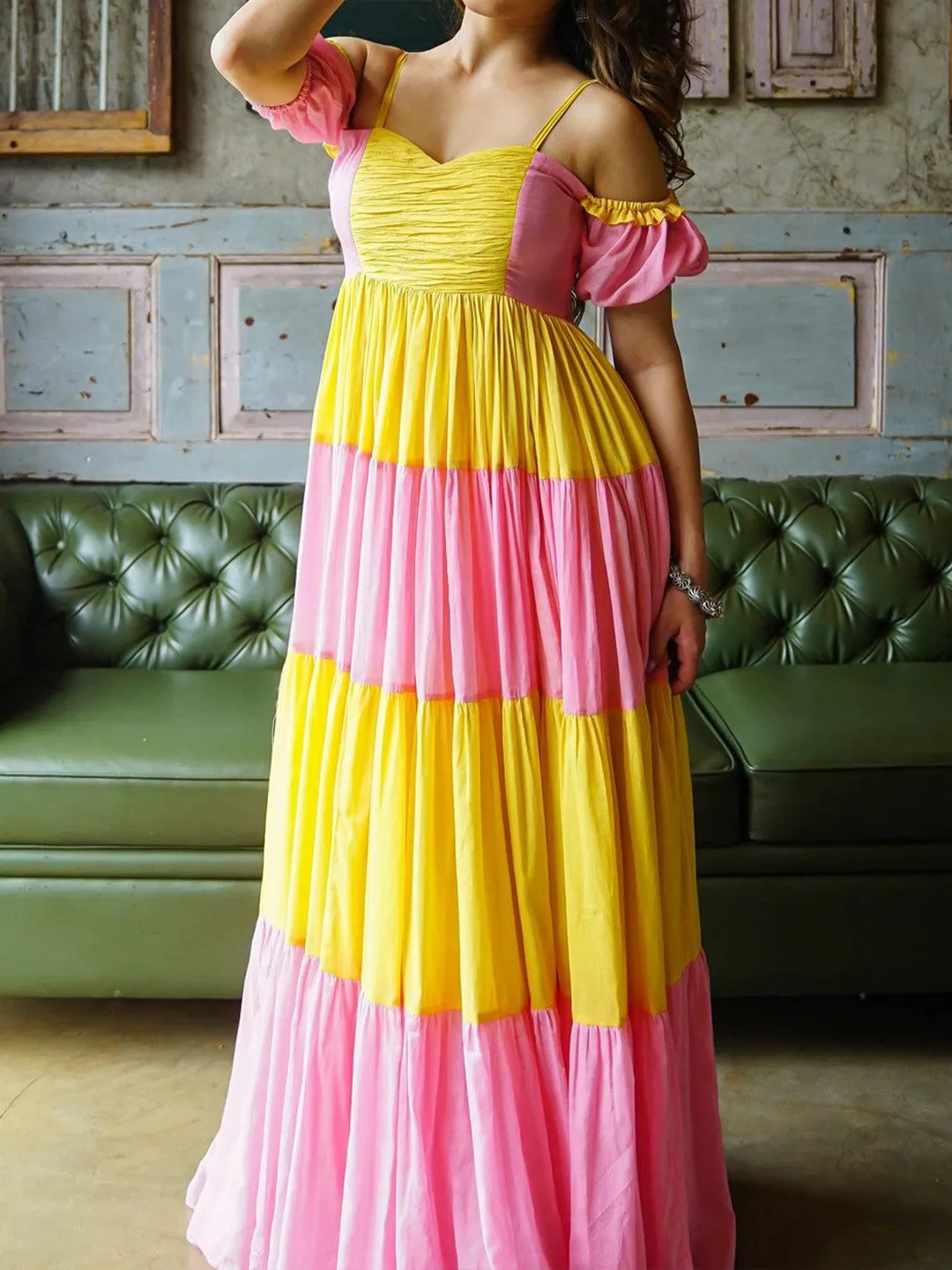 Sunrise Romance Off-Shoulder Maxi Dress