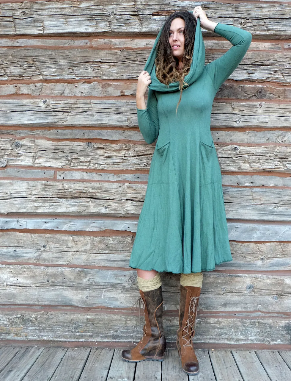 Super Cowl Perfect Pockets Below Knee Dress