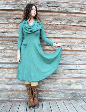 Super Cowl Perfect Pockets Below Knee Dress