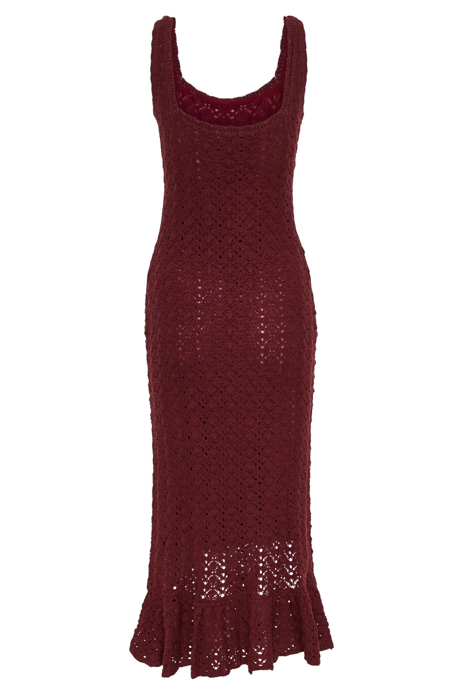 Sylvie Frill Knit Midi Dresses - Wine