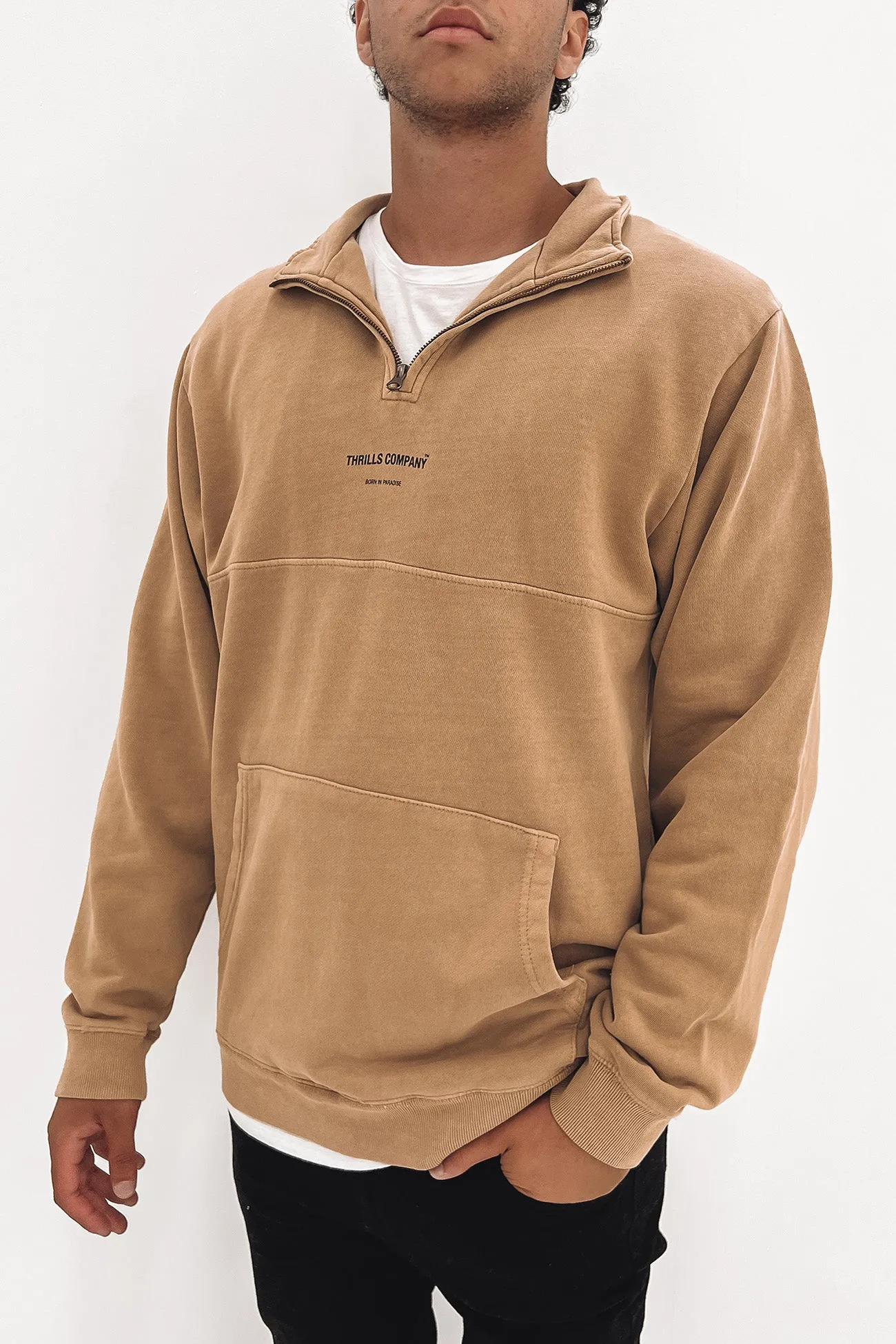 Thrills Stamp 3/4 Zip Fleece Sand