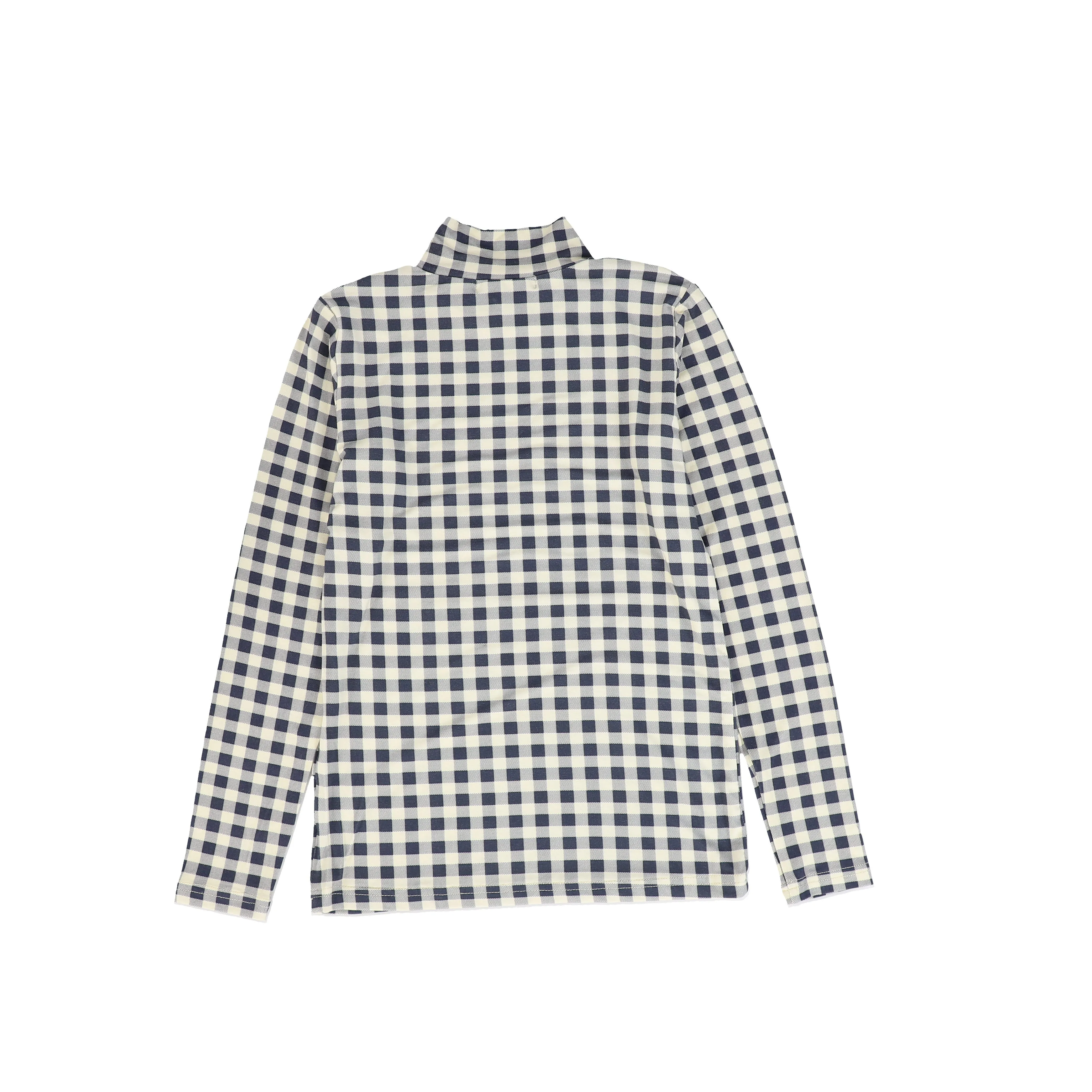 top l/s turtleneck gingham - navy