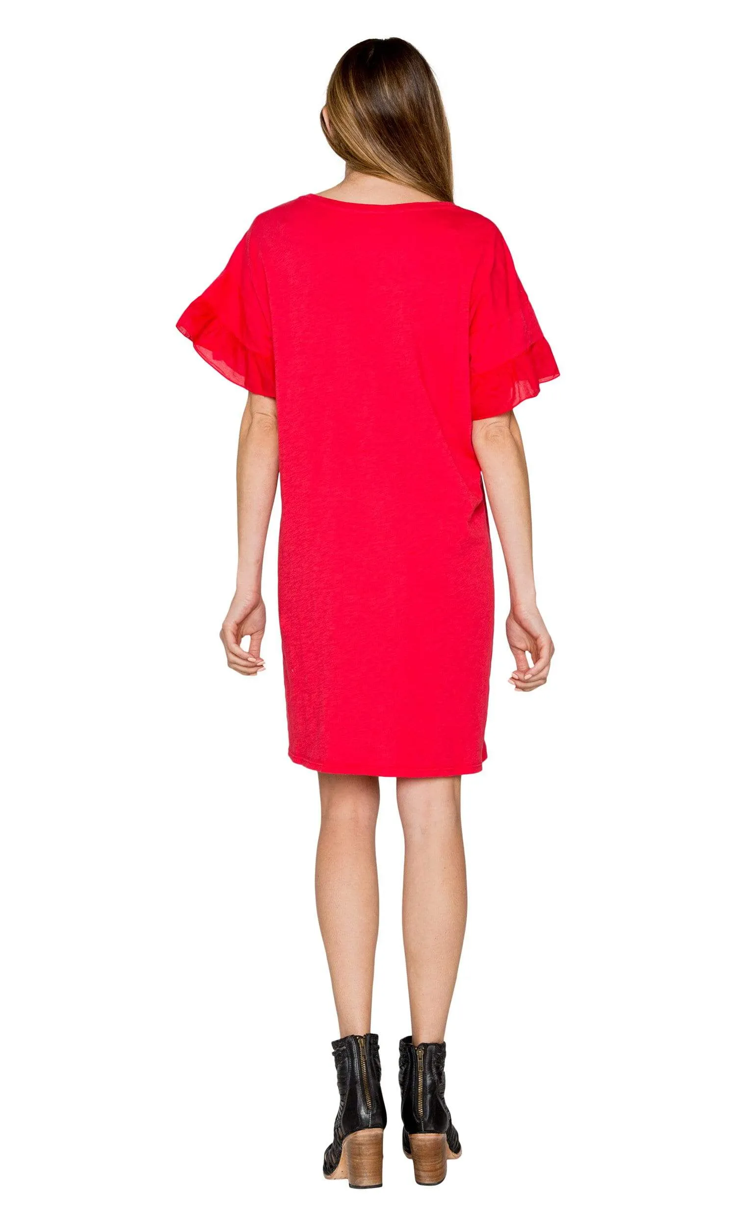 Velvet by Graham & Spencer Sibel Cotton Contrast Ruffle Dress