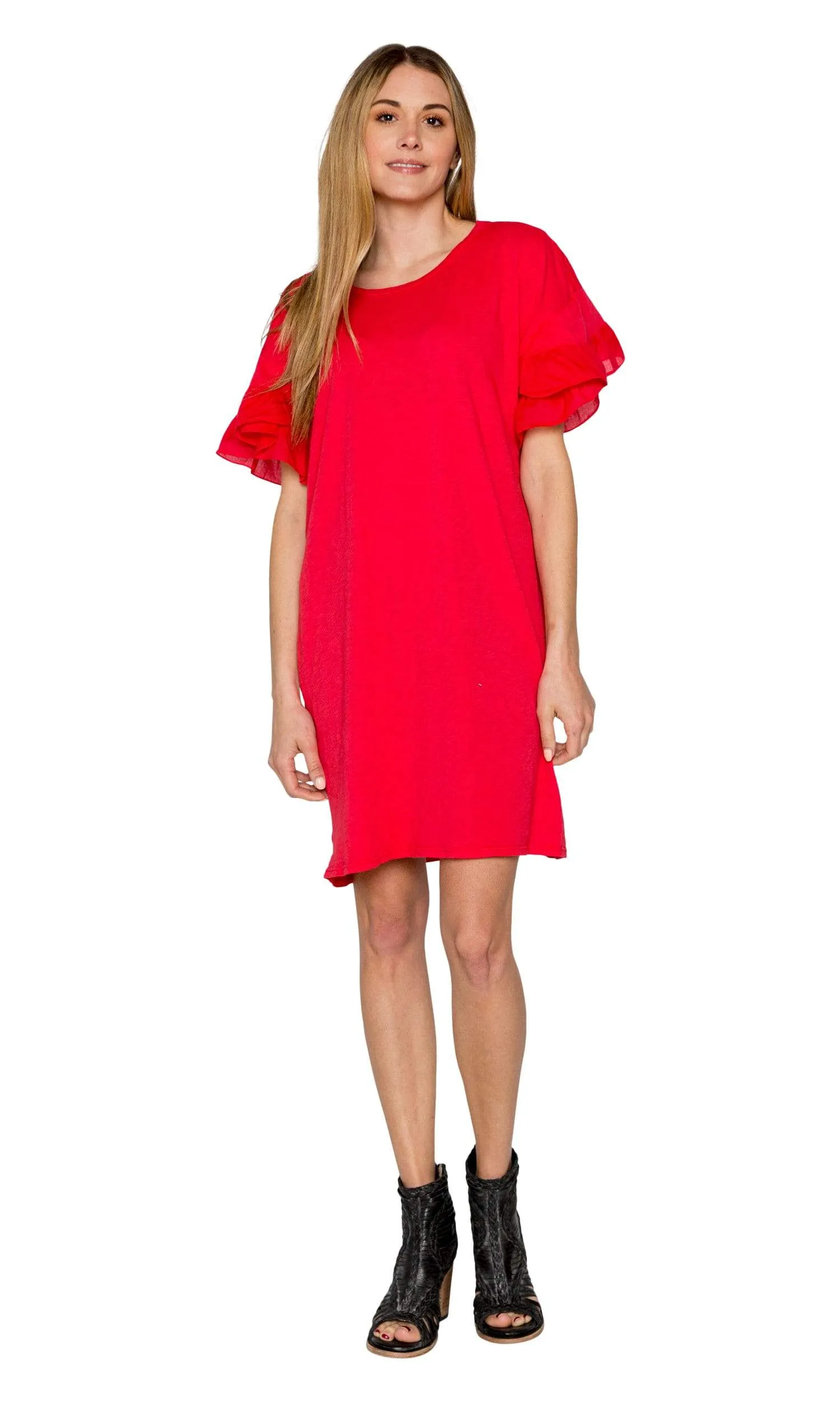 Velvet by Graham & Spencer Sibel Cotton Contrast Ruffle Dress