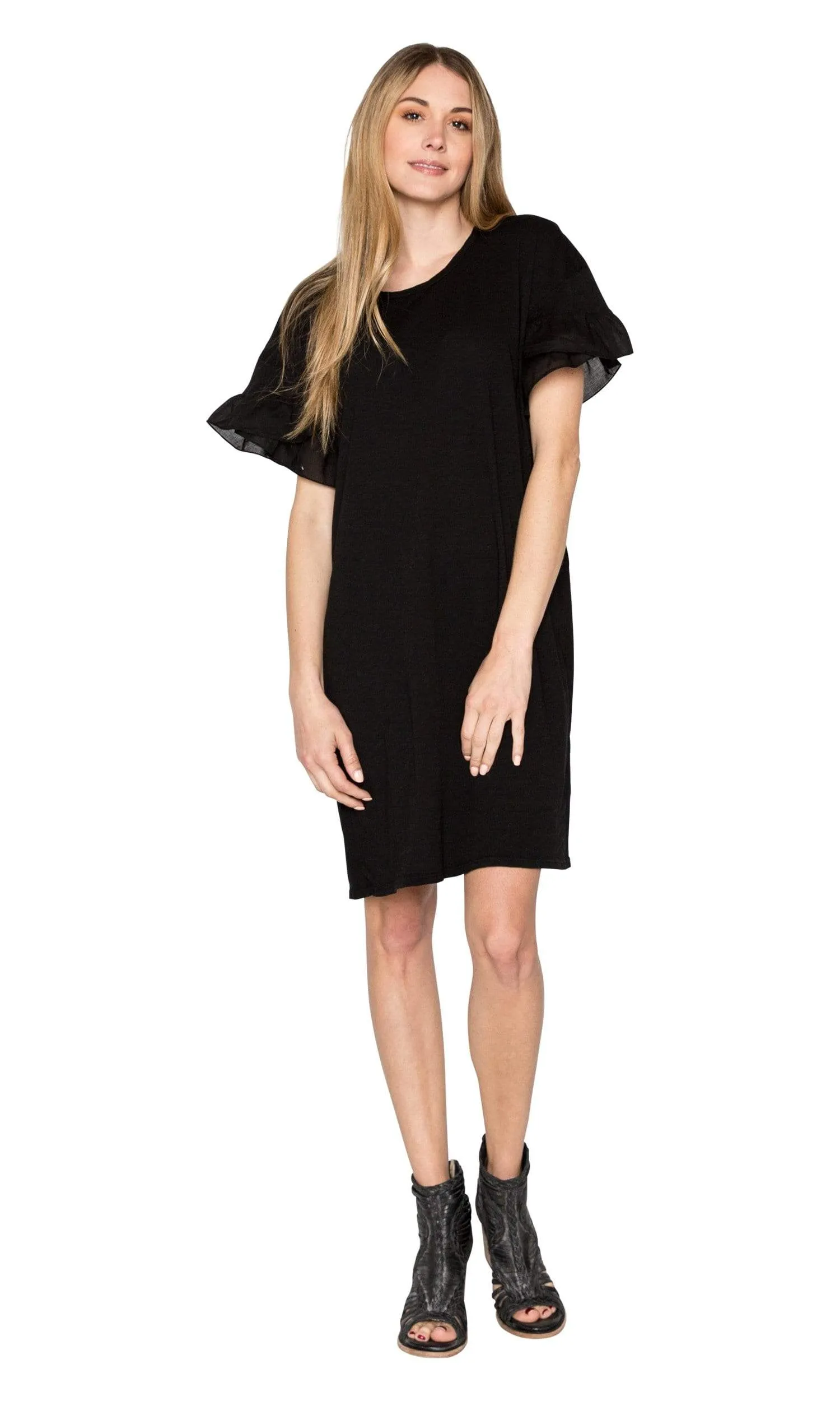 Velvet by Graham & Spencer Sibel Cotton Contrast Ruffle Dress