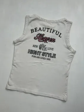 White glitters text print tank top (S)