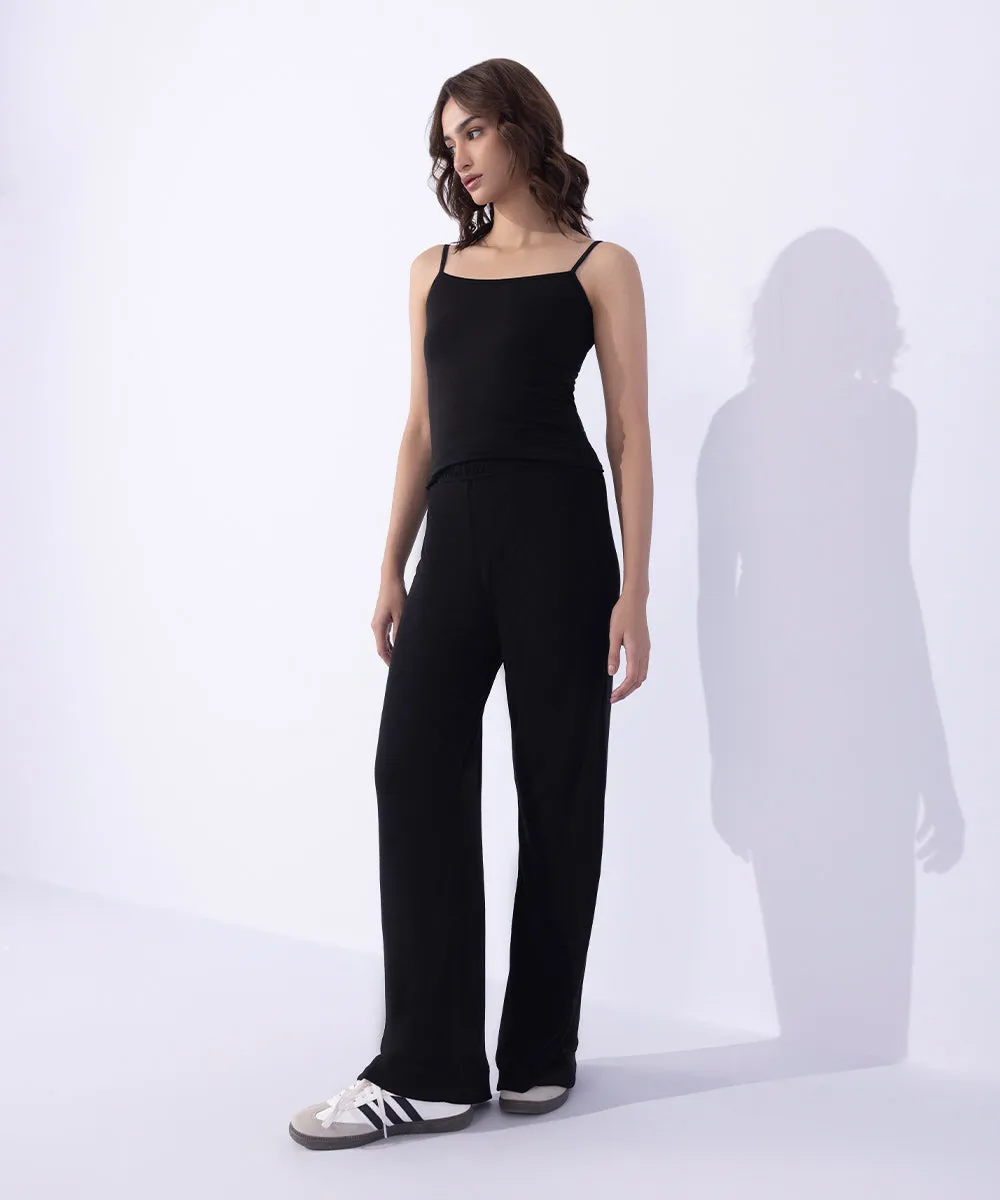 Wide Leg Jersey Trousers