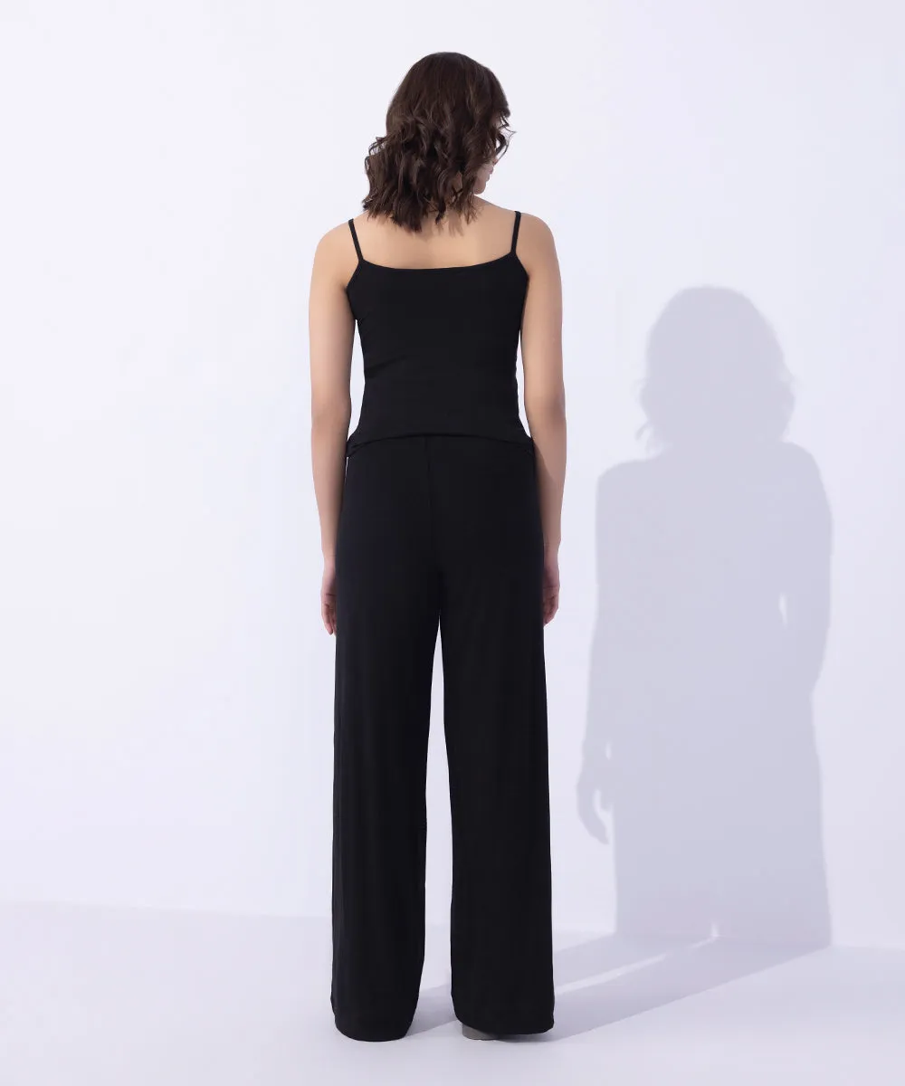 Wide Leg Jersey Trousers