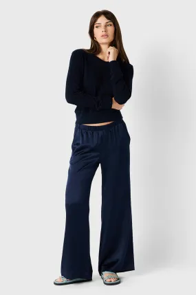 WIDE LEG PANT IN NAVY SILK