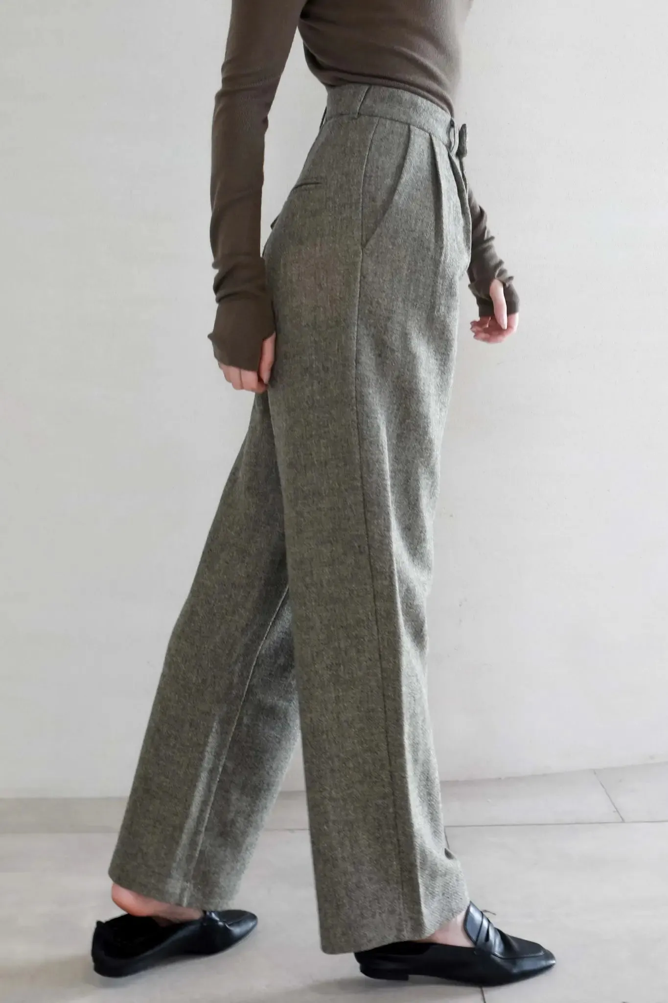 Wide Leg Wool Dress Pants