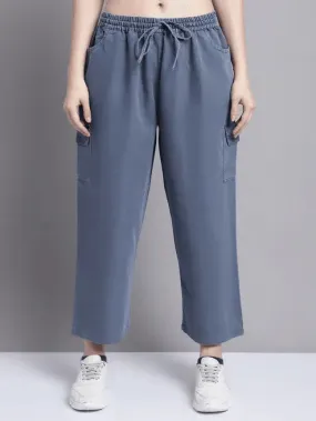 Women Grey multi pocket denim finish Culottes cargo cotton Pant 26