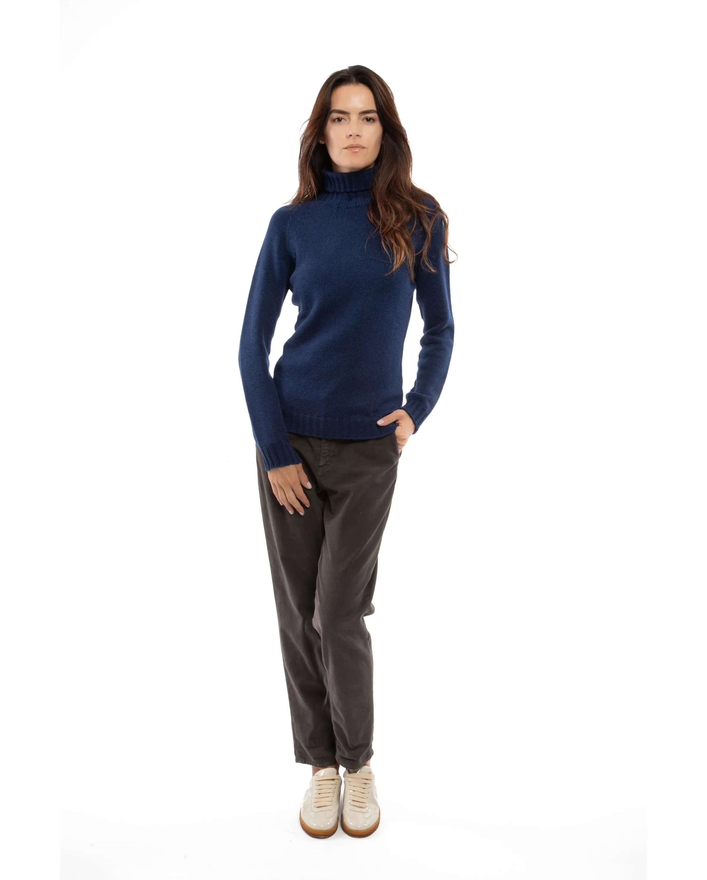 Women's Cashmere Raglan Sleeve Turtleneck Sweater Night Blue