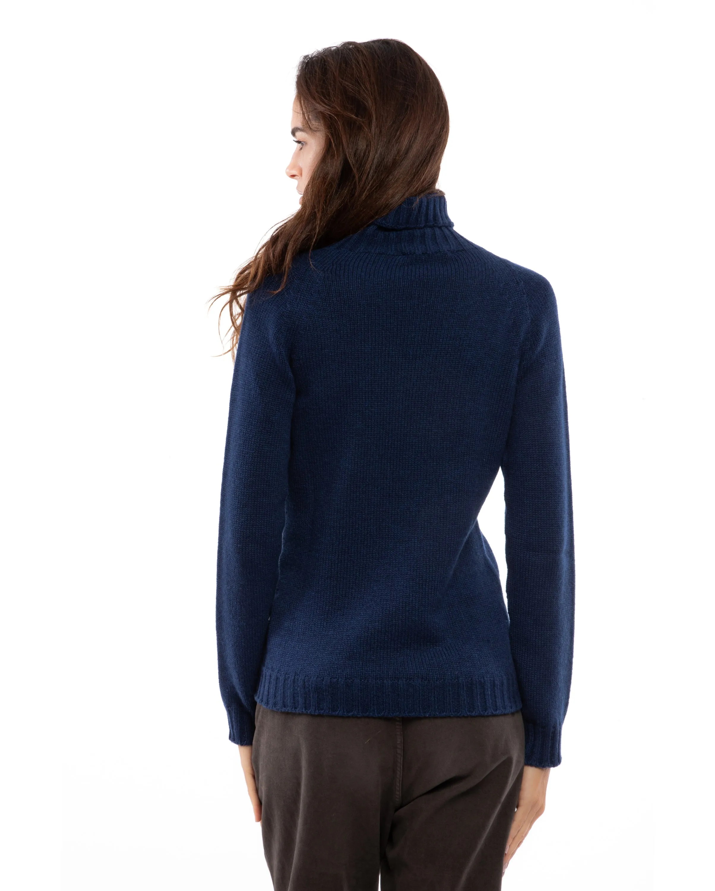 Women's Cashmere Raglan Sleeve Turtleneck Sweater Night Blue