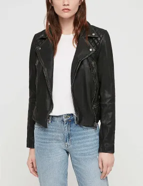 Women’s Distressed Black Leather Biker Jacket