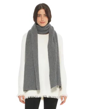 Womens's Cashmere & Wool Chunky Ribbed Scarf Dark Grey