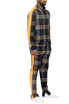 Yellow Plaid Track Jacket Pant Set